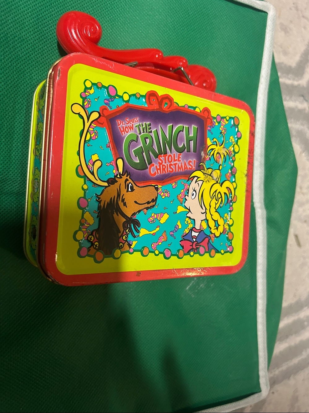 Dr. Seuss Grinch Tin Lunchbox - Green, Red & Yellow - Picture 3 of 4